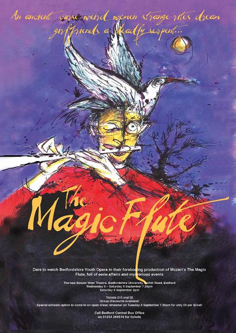 The Magic Flute poster. Bowen West Theatre, University of Bedfordshire, Polhill Road Campus, Bedford. 5th-8th September 2007.